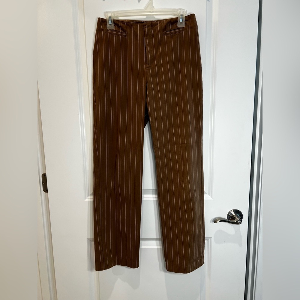 Dockers Mid Rise Brown Striped Dress Pants Size 4